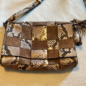 Michael Kors suede and leather woven crossbody